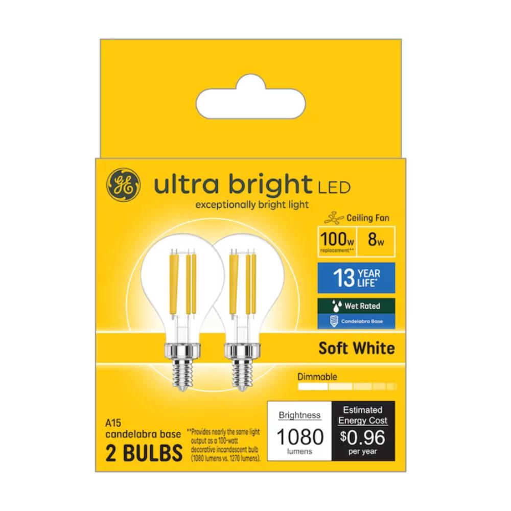 GE 100Watt EQ A15 Soft White Candelabra Base (E12) Dimmable LED Light