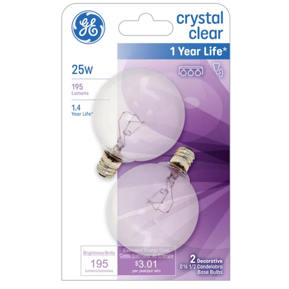 GE Classic 25-Watt EQ G16.5 Soft White Candelabra Base (e-12) Dimmable ...