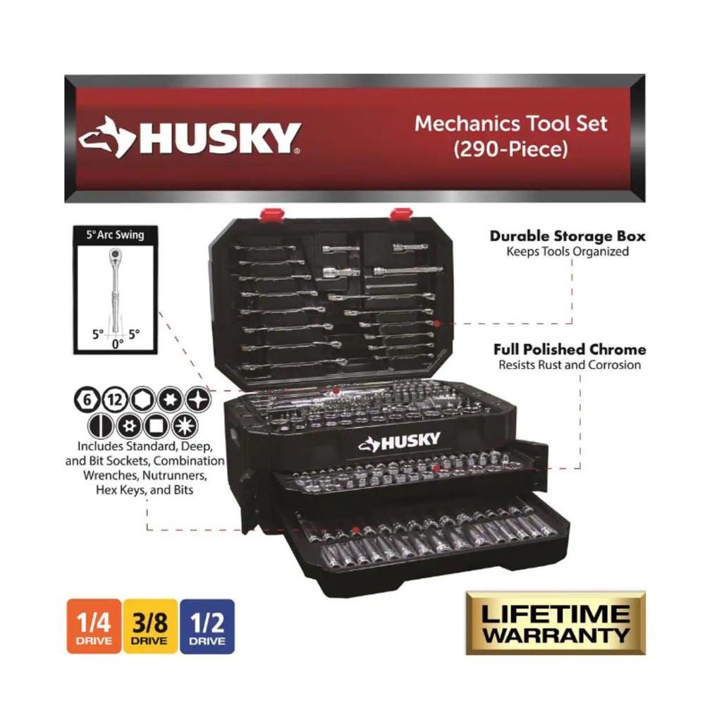 Husky Mechanics Tool Set (290-Piece) Husky # H290MTS # 1005422393