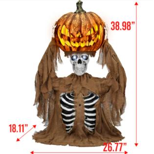 HEADLOCKSTUDIO SPANPKIN halloween フィギュア Haunted Living 4-ft LED Pop Up Pumpkin Head Animatronic with