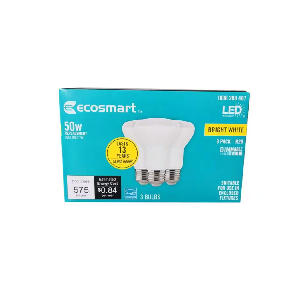 EcoSmart 50-Watt Equivalent R20 Dimmable ENERGY STAR LED Light Bulb ...
