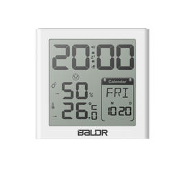 BALDR Digital Alarm Clock LCD Display Desk Calendar Time Watch Indoor Temperature Thermometer Snooze Timer(Black)