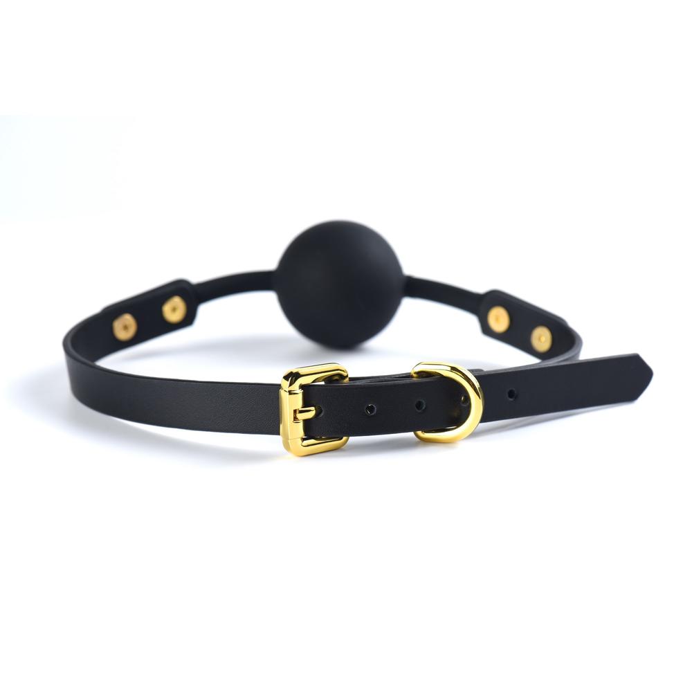ZALO-UPKO Luxury Silicone Solid Medium Ball Gag with Italian Leather Straps - BDSM Play