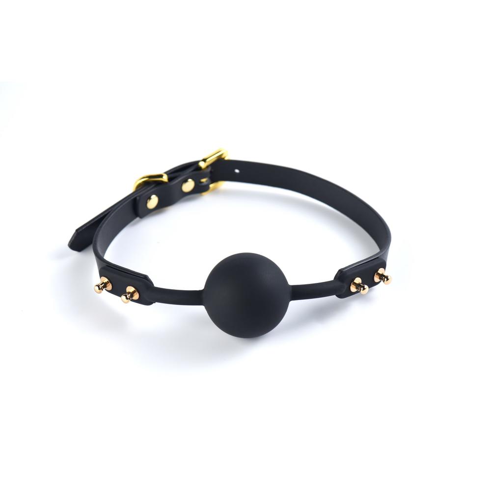 ZALO-UPKO Luxury Silicone Solid Medium Ball Gag with Italian Leather Straps - BDSM Play