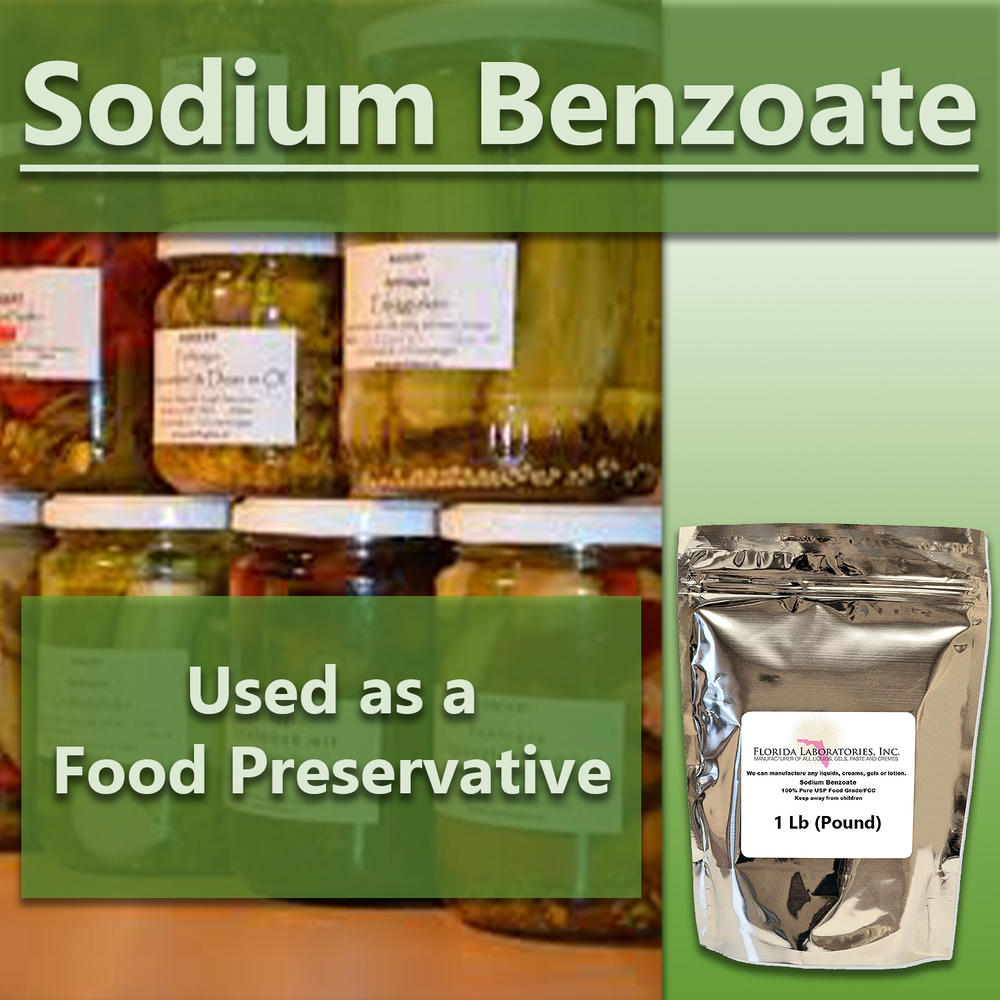 Florida Laboratories, Inc. Sodium Benzoate, 1 Lb (Pound), 100% Food Grade Safe, Preservative, Additive