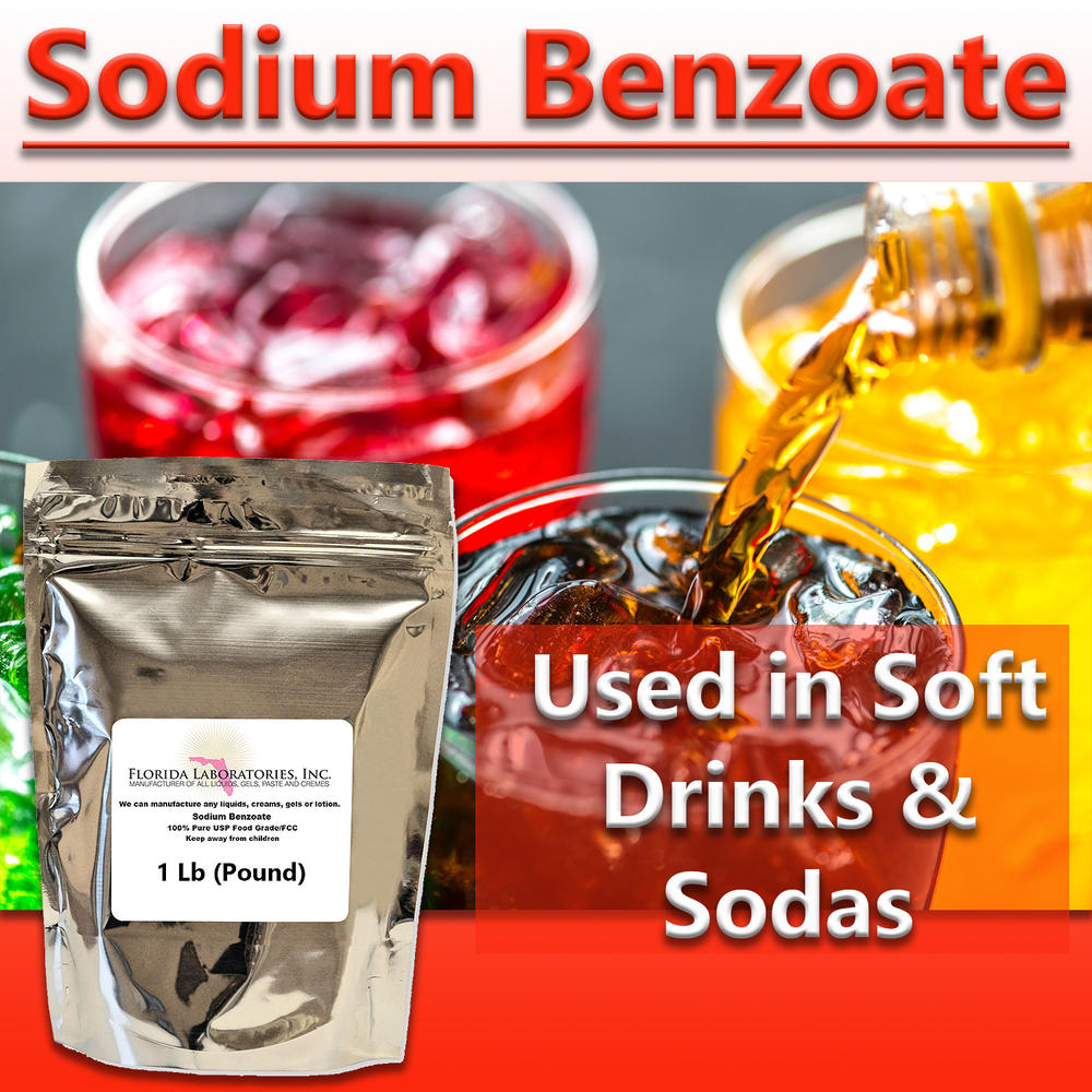 Florida Laboratories, Inc. Sodium Benzoate, 1 Lb (Pound), 100% Food Grade Safe, Preservative, Additive