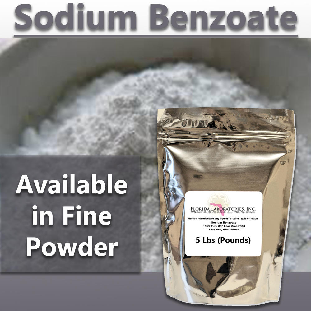 Florida Laboratories, Inc. Sodium Benzoate, 5 Lbs (Pounds), 100% Food Grade Safe, Preservative, Additive