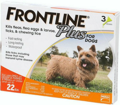 Frontline Plus for Dogs Small Dog (5-22 pounds) Flea and Tick Treatment, 3 Doses
