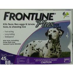 FRONTLINE Plus Flea and Tick Treatment for Large Dogs (45-88 lbs), 6 Doses