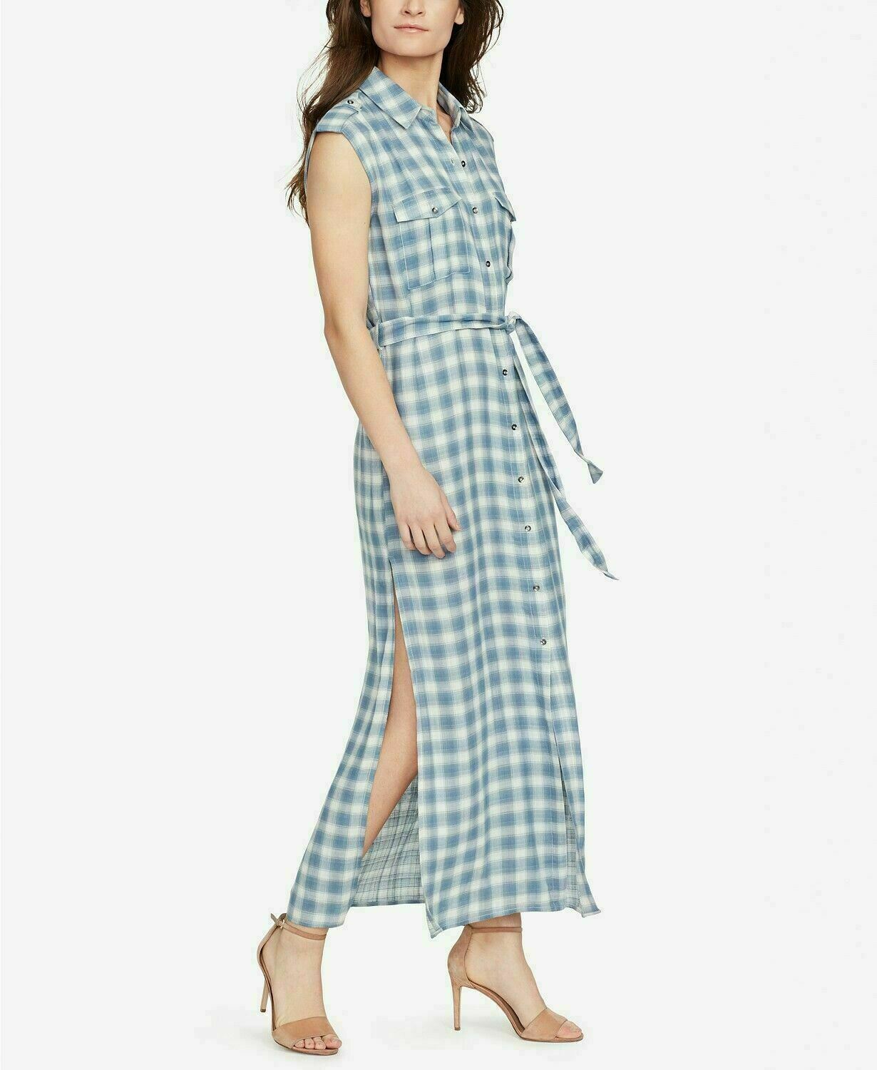 plaid maxi shirt dress