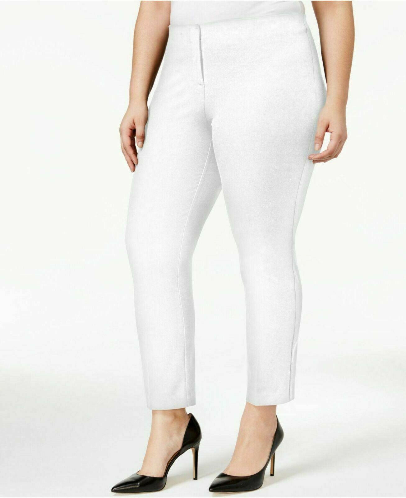 Alfani Women's Plus Size Cropped Capri Pants, Comfort Waist Colour White