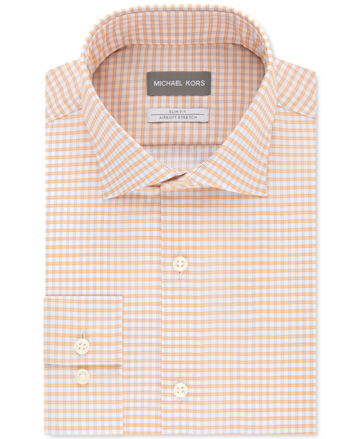 michael kors men's stretch gingham check shirt