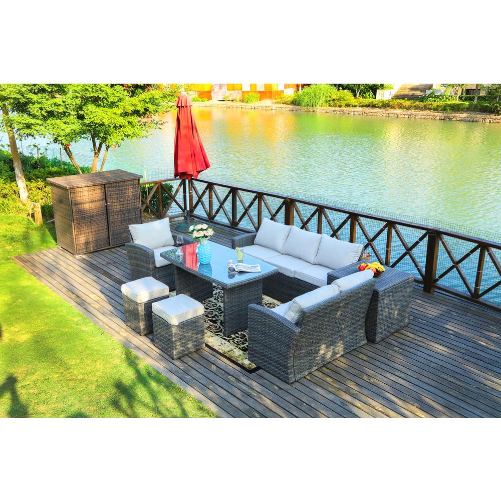 Moda Furnishings 7Piece Outdoor Sofa Set Wicker Patio Sectional Furniture