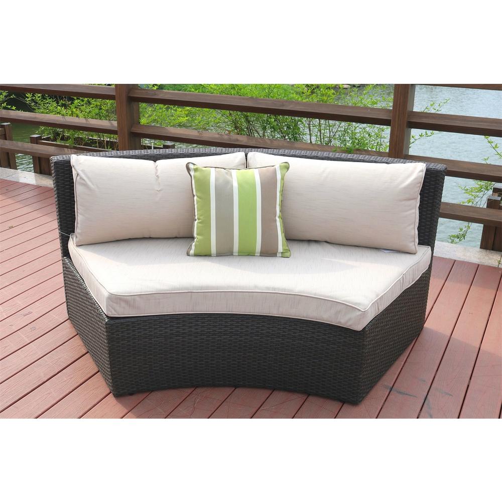 Moda Furnishings PAS1205Black 6Piece Outdoor Wicker Half Round Sofa Set