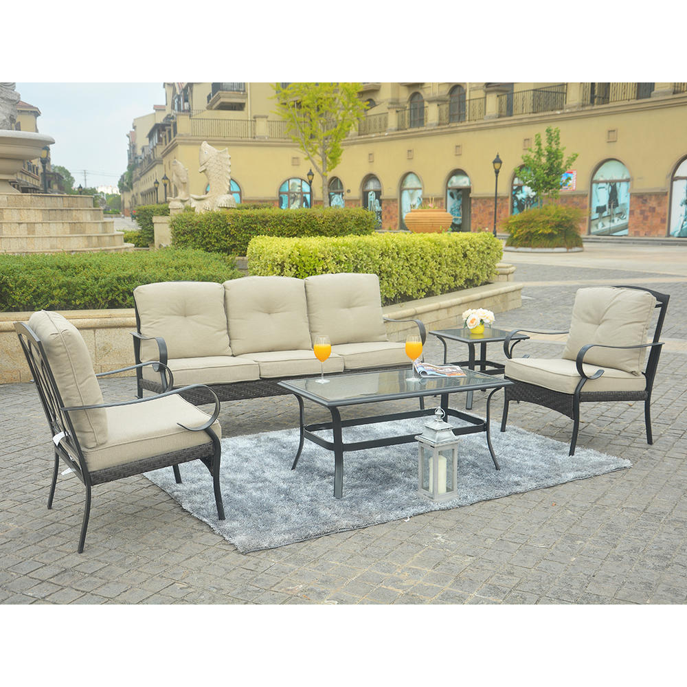 Moda Furnishings 5Piece Outdoor Steel Chair Set Patio Sectional Furniture