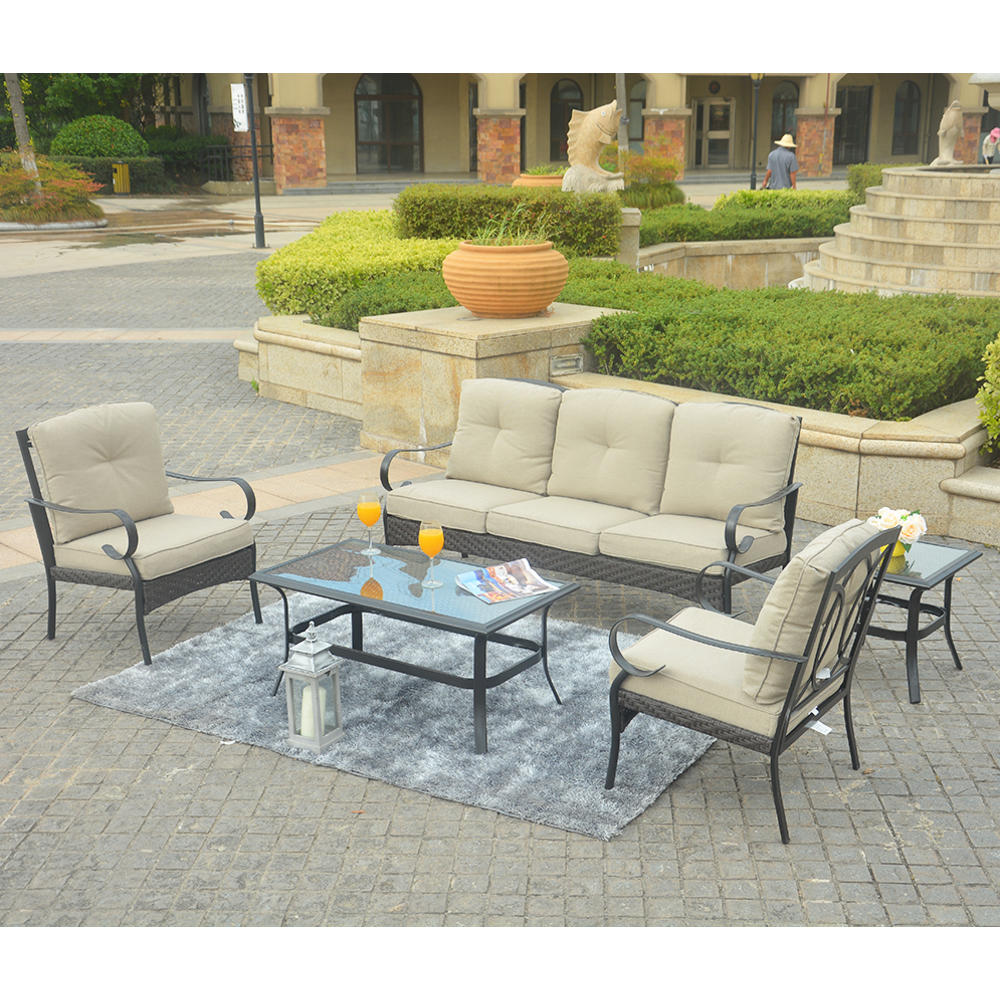 Moda Furnishings 5-Piece Outdoor Steel Chair Set Patio Sectional Furniture