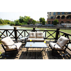 Moda Furnishings 5-Piece Outdoor Steel Seating Chair Set Patio Sectional Furniture