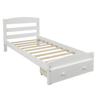 Moda Furnishings Platform Twin Bed, White Wood Twin Bed Frame
