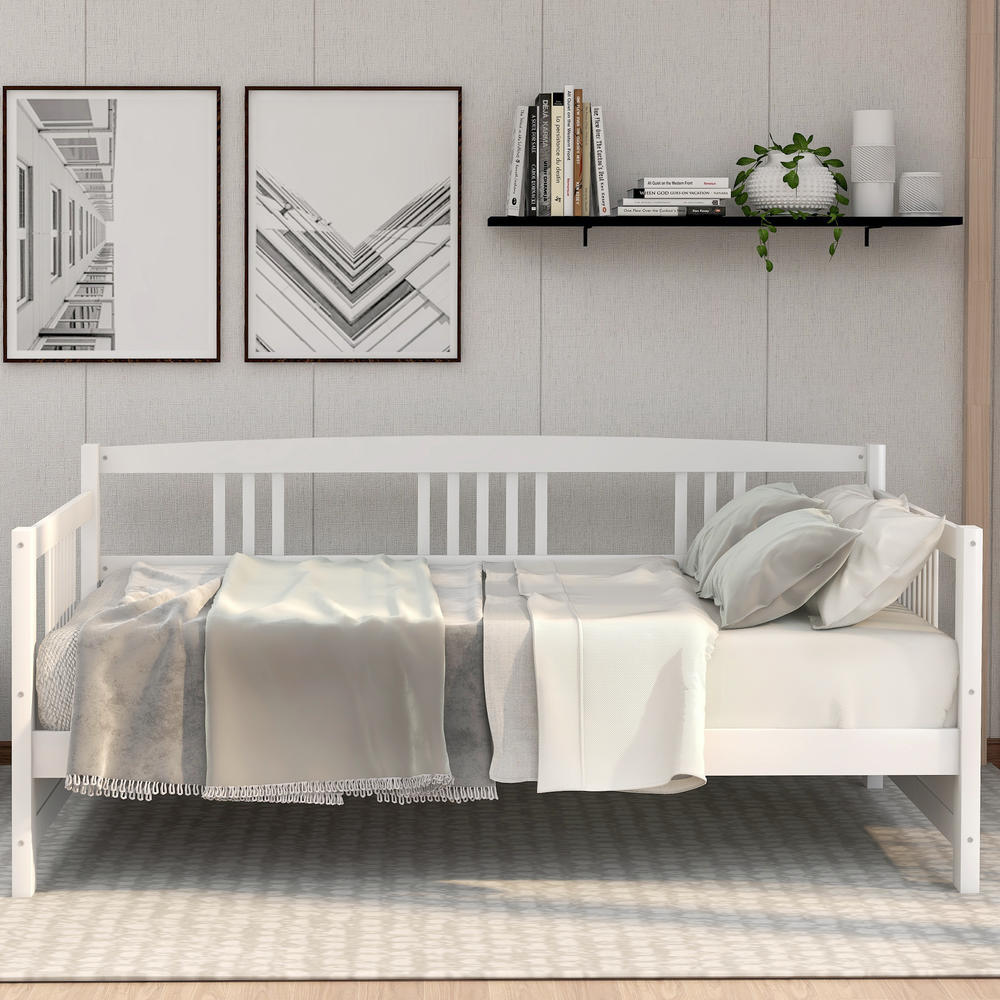 Moda Furnishings Multifunctional Modern Twin Size Solid Wood Daybed-White