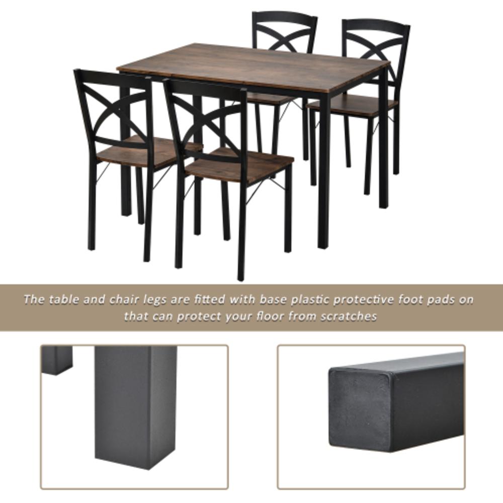 Moda Furnishings 5Piece Industrial Wooden Dining Set with Metal Frame