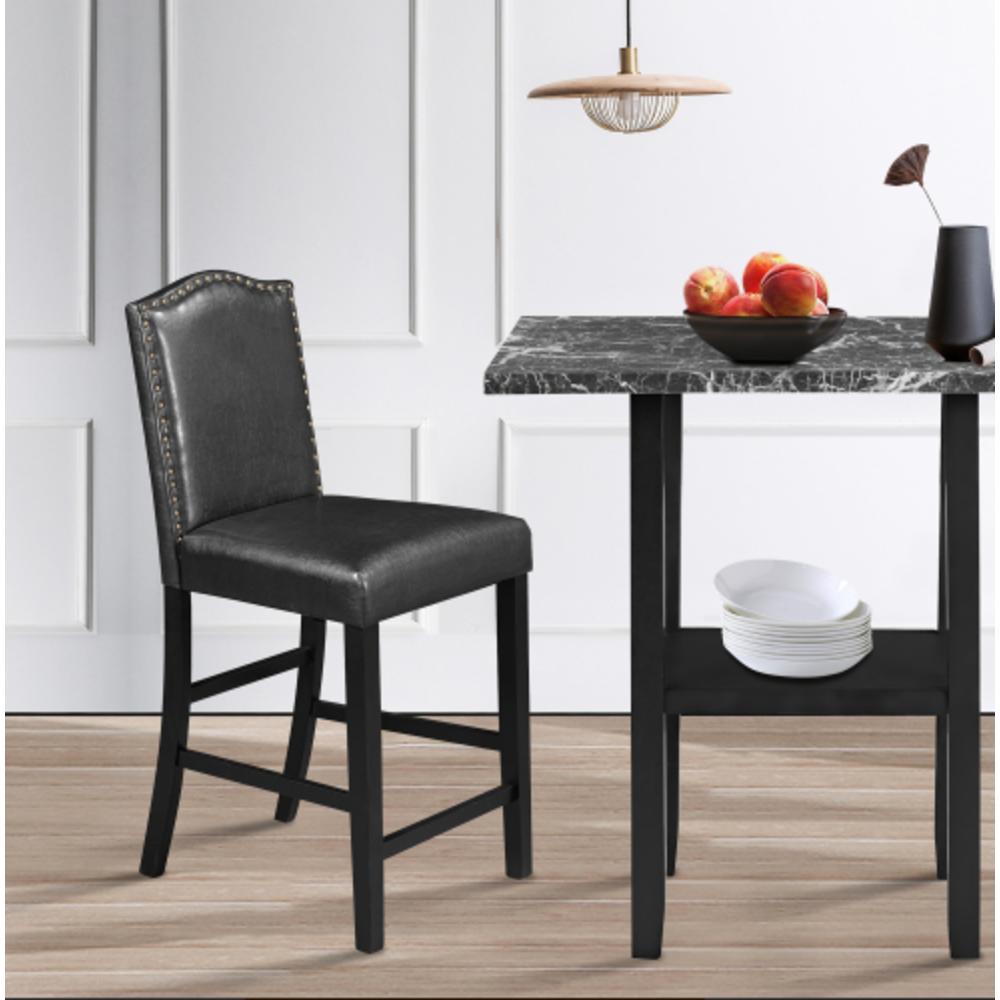 Moda Furnishings 5 Piece Dining Set with Matching Chairs and Bottom Shelf for Dining Room, Black Chair+Black Table