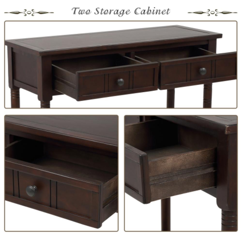 Moda Furnishings Traditional Console Table with Two Drawers and Bottom Shelf-Espresso