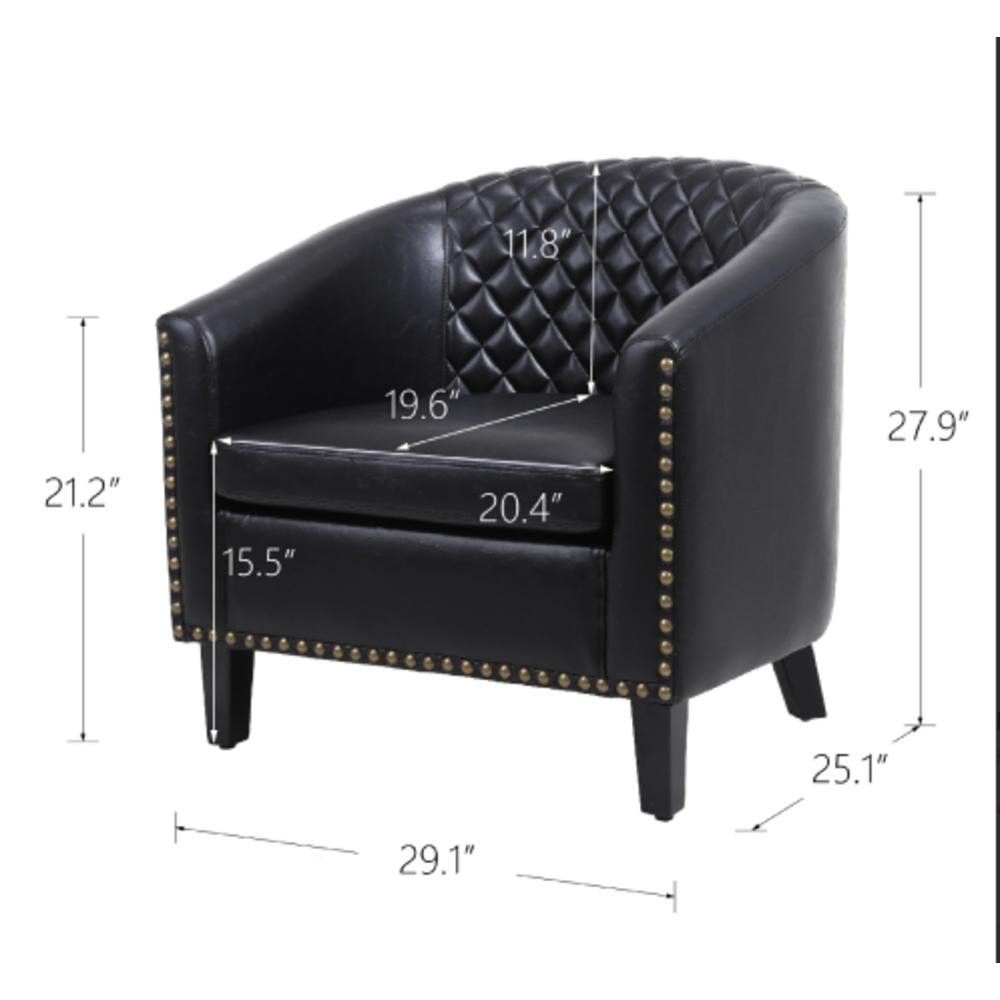 Moda Furnishings accent Barrel chair living room chair with nailheads