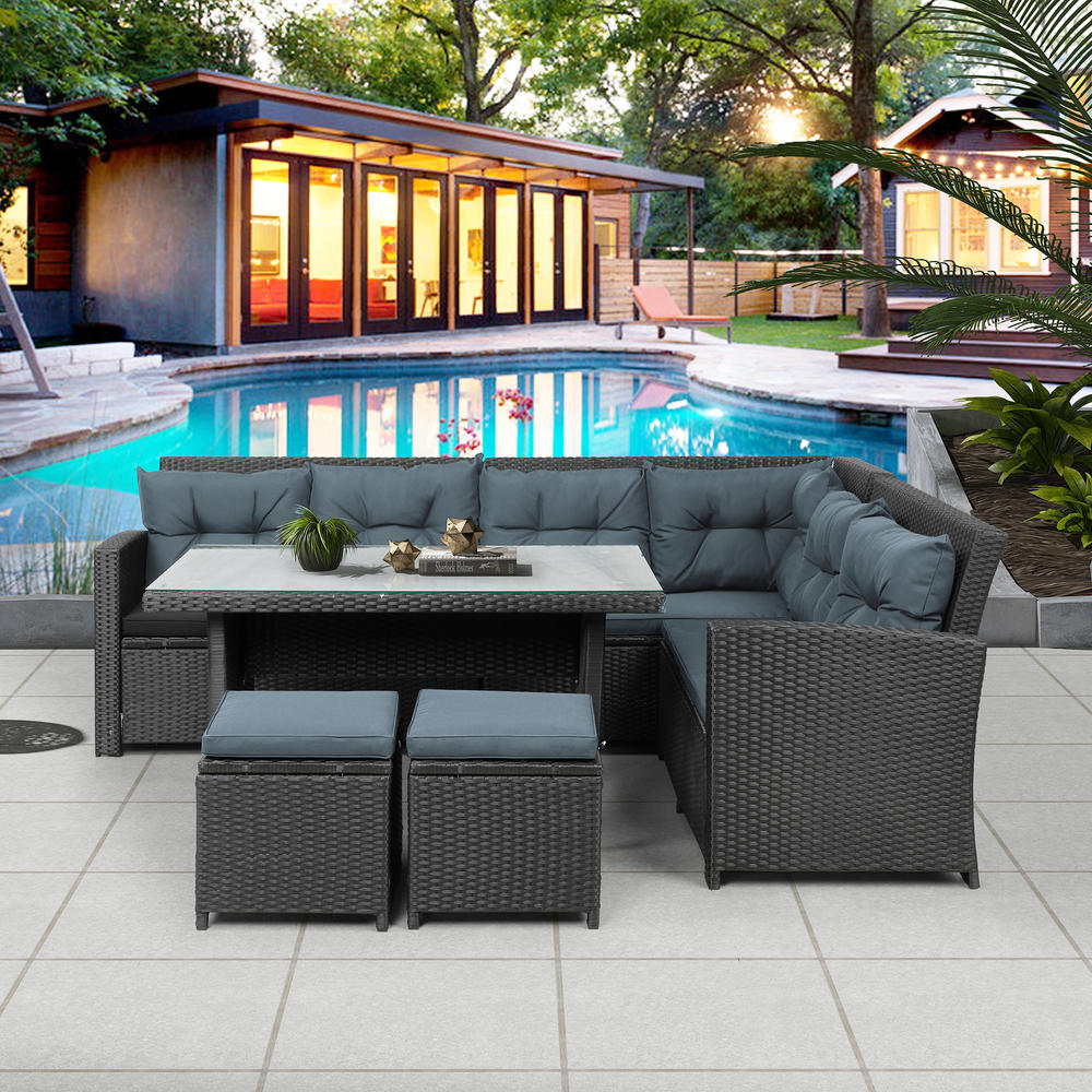 Moda Furnishing 6Piece Patio Furniture Set Outdoor Sectional Sofa with