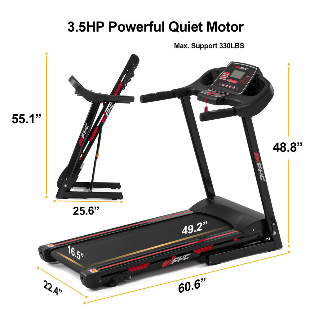 Moda Furnishings 3.5HP 330lbs Weight Capacity Folding Treadmill 16KM/H Running Fitness Machine