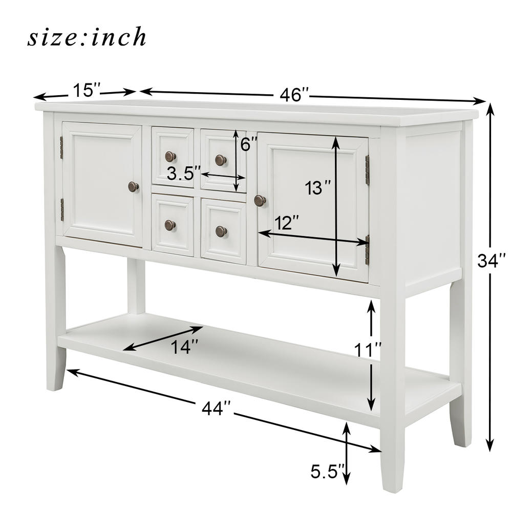 Moda Furnishing Retro Wood Buffet Sideboard (White)