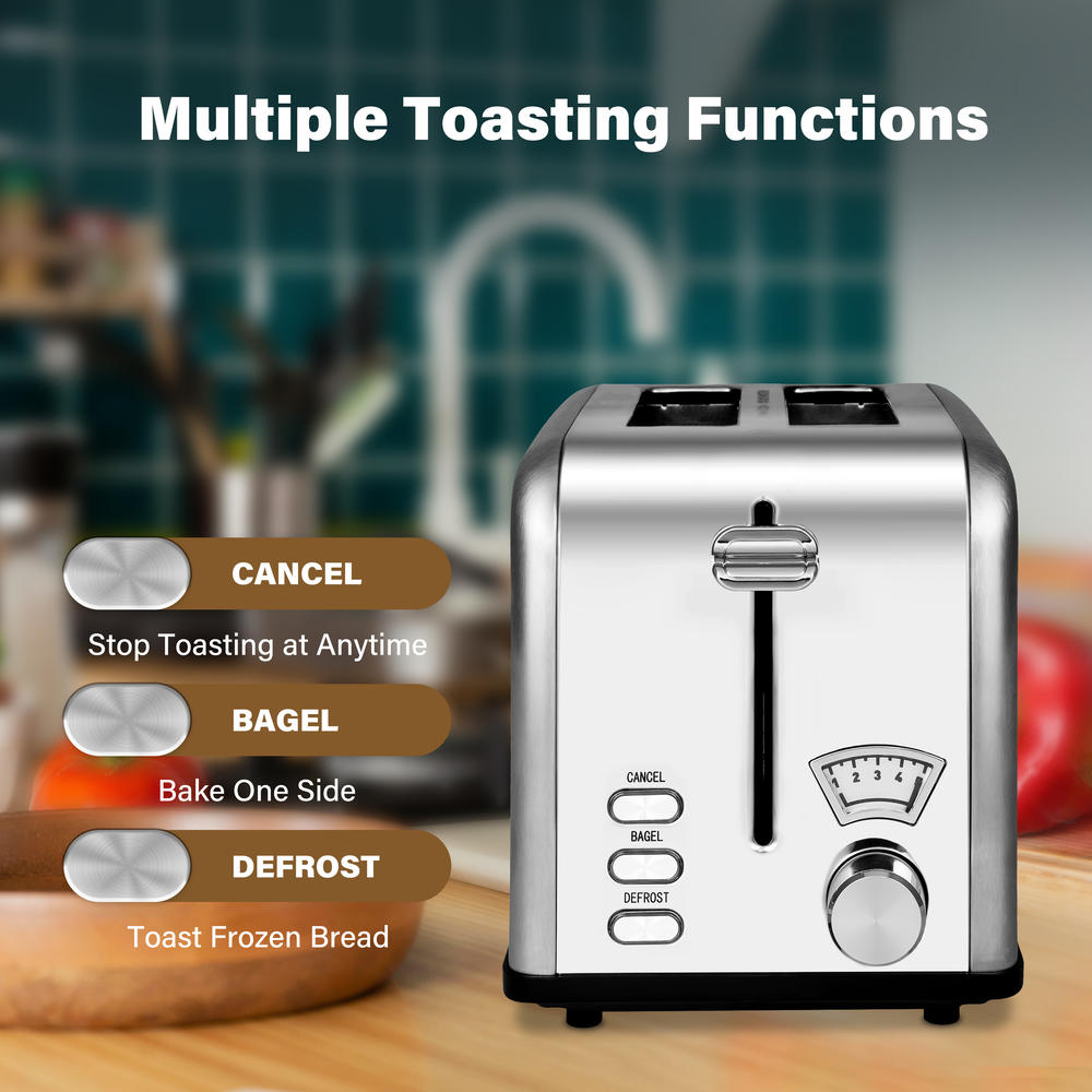 Moda Furnishings Sliver 2-Slice Toaster with 1.5 inch Wide Slot