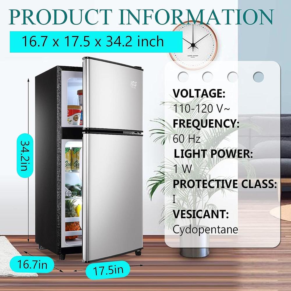 Moda Furnishings 3.2 Cu Ft. Mini Fridge With Freezer, Compact Freestanding Refrigerator