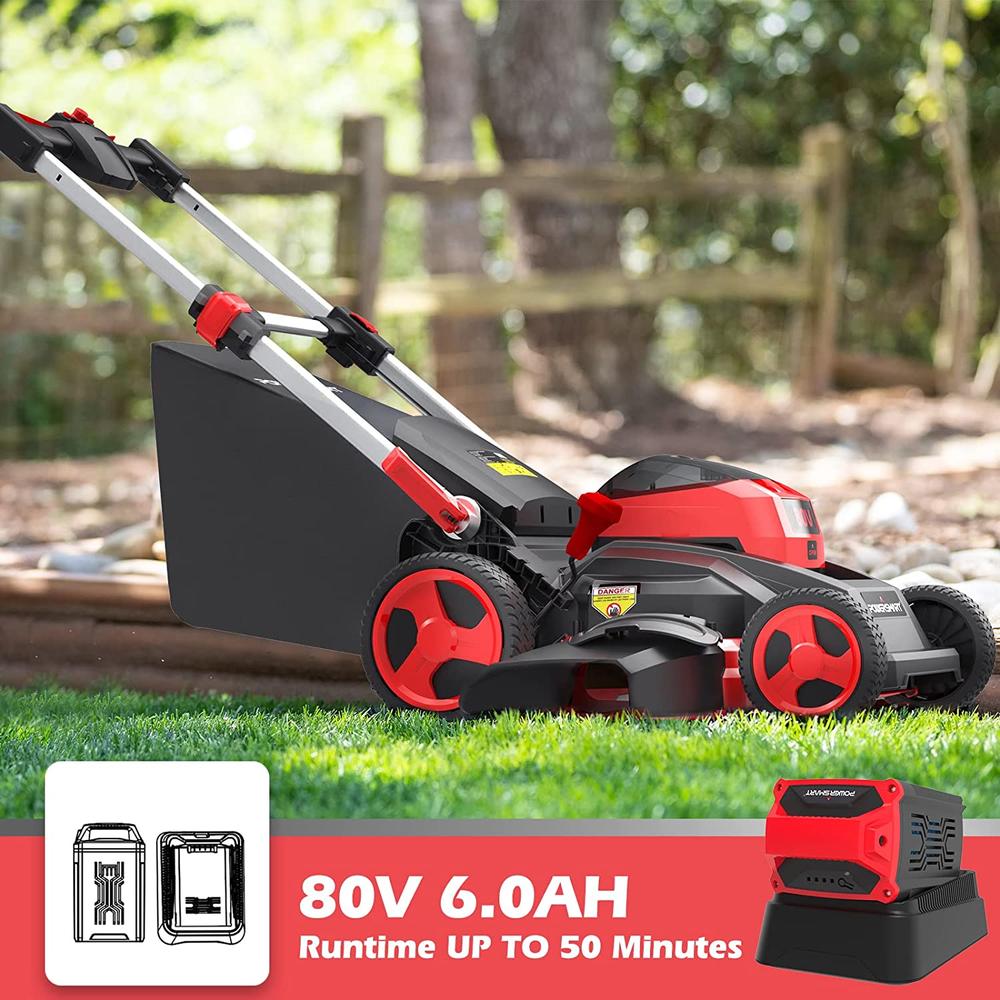 Moda Furnishings 26" Self-Propelled Electric Lawn Mower, 80V Dual-Force Cutting Cordless Lawn Mower with 6.0Ah Battery & Charger