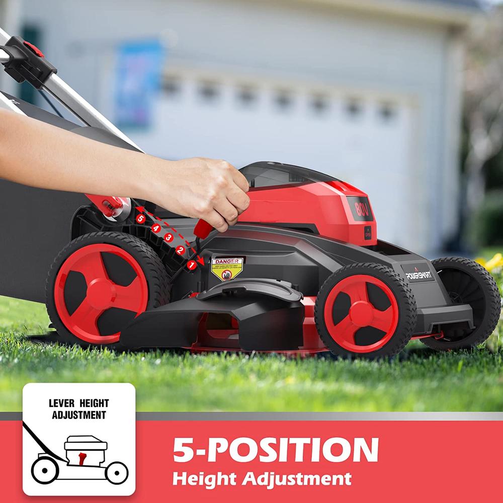 Moda Furnishings 26" Self-Propelled Electric Lawn Mower, 80V Dual-Force Cutting Cordless Lawn Mower with 6.0Ah Battery & Charger