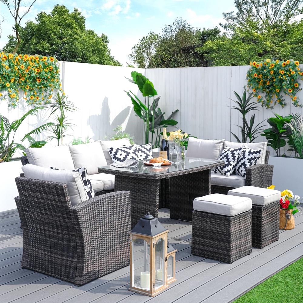 Moda Furnishings 7-Piece Outdoor Sofa Set Wicker Patio Sectional Furniture