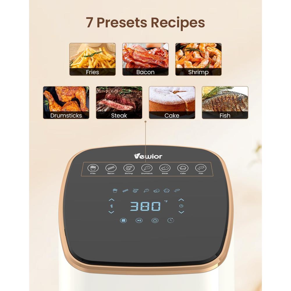 Moda Furnishings 5.3Qt Air Fryer with Viewing Window, 7 Custom Presets