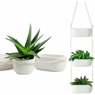 California Home Goods Chg Hcp Rec Rectangular Hanging Planter 3 Tier Hanging Plant Pot For Outdoor And Indoor Plants White Hanging Planter Basket