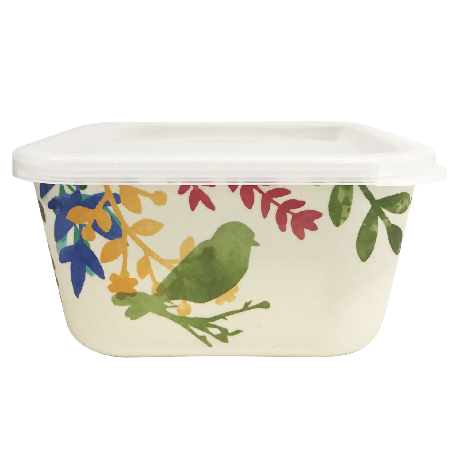 California Home Goods Eco-Friendly Microwavable Bamboo Fiber Food Storage  Container, Food Container, Heat resistant, Bird on Branches Design