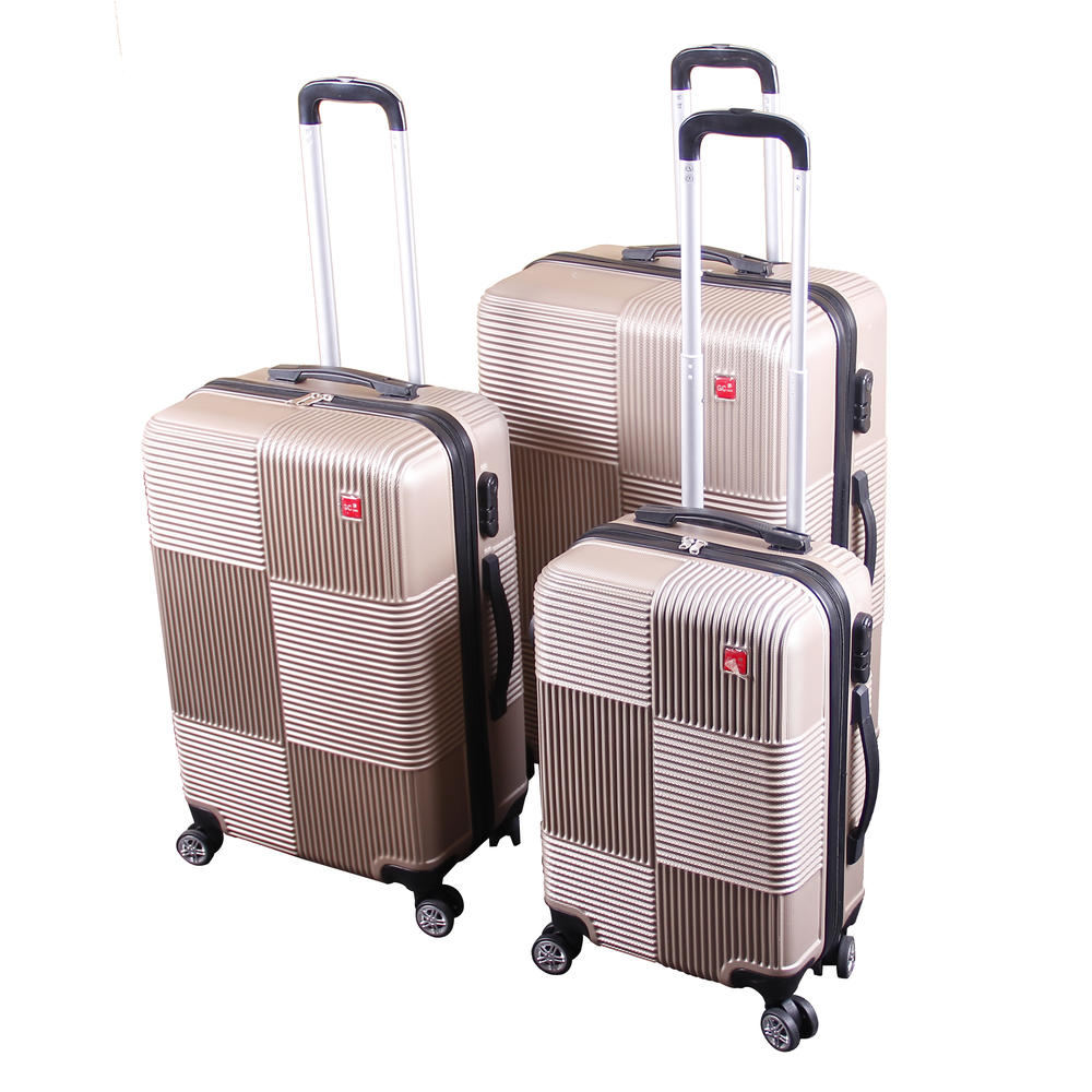 BL 3-Piece ABS Luggage Set Hard Suitcase Spinner Set Travel Bag Trolley Wheels Coded Lock
