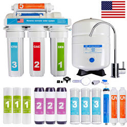3ox 5 Stage Reverse Osmosis System Under Sink Water Filter System + 7 Extra Filters