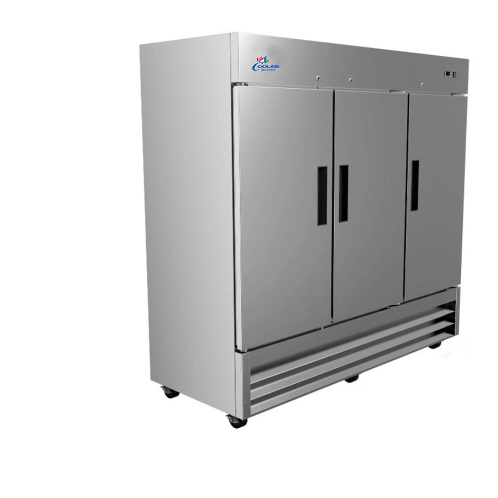 Cooler Depot 81 in. W 72 cu. ft. Three Door Commercial Refrigerator in Stainless Steel