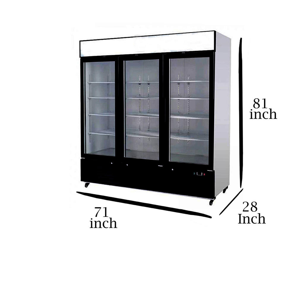 Cooler Depot 72 in. 56 cu. ft. Commercial 3 Glass Doors Refrigerator Merchandiser in White