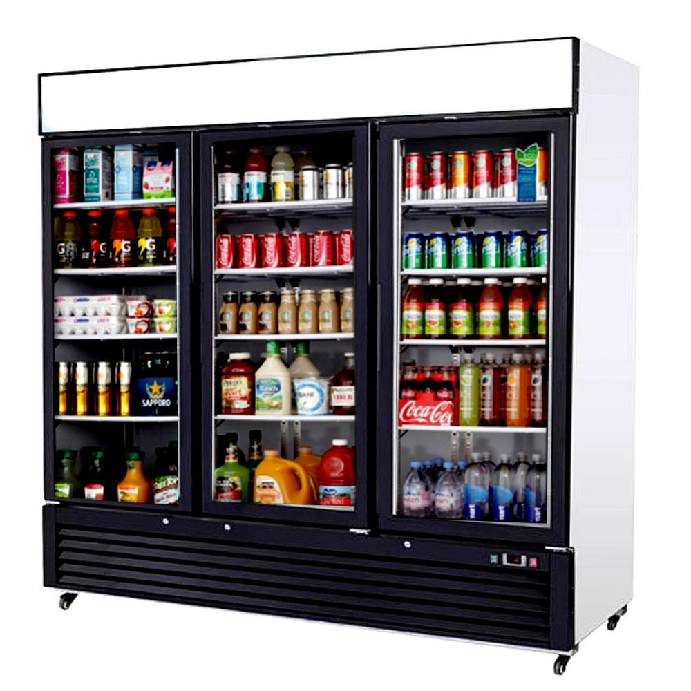 Cooler Depot 72 in. 56 cu. ft. Commercial 3 Glass Doors Refrigerator Merchandiser in White