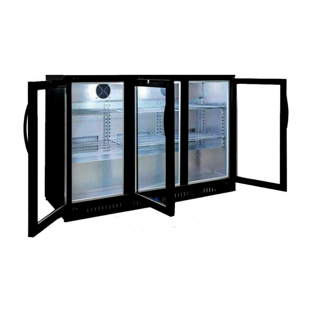 Cooler Depot 11 cu. ft. Glass Door Counter Height Back Bar Refrigerator with LED Interior Light in Black Coated Steel
