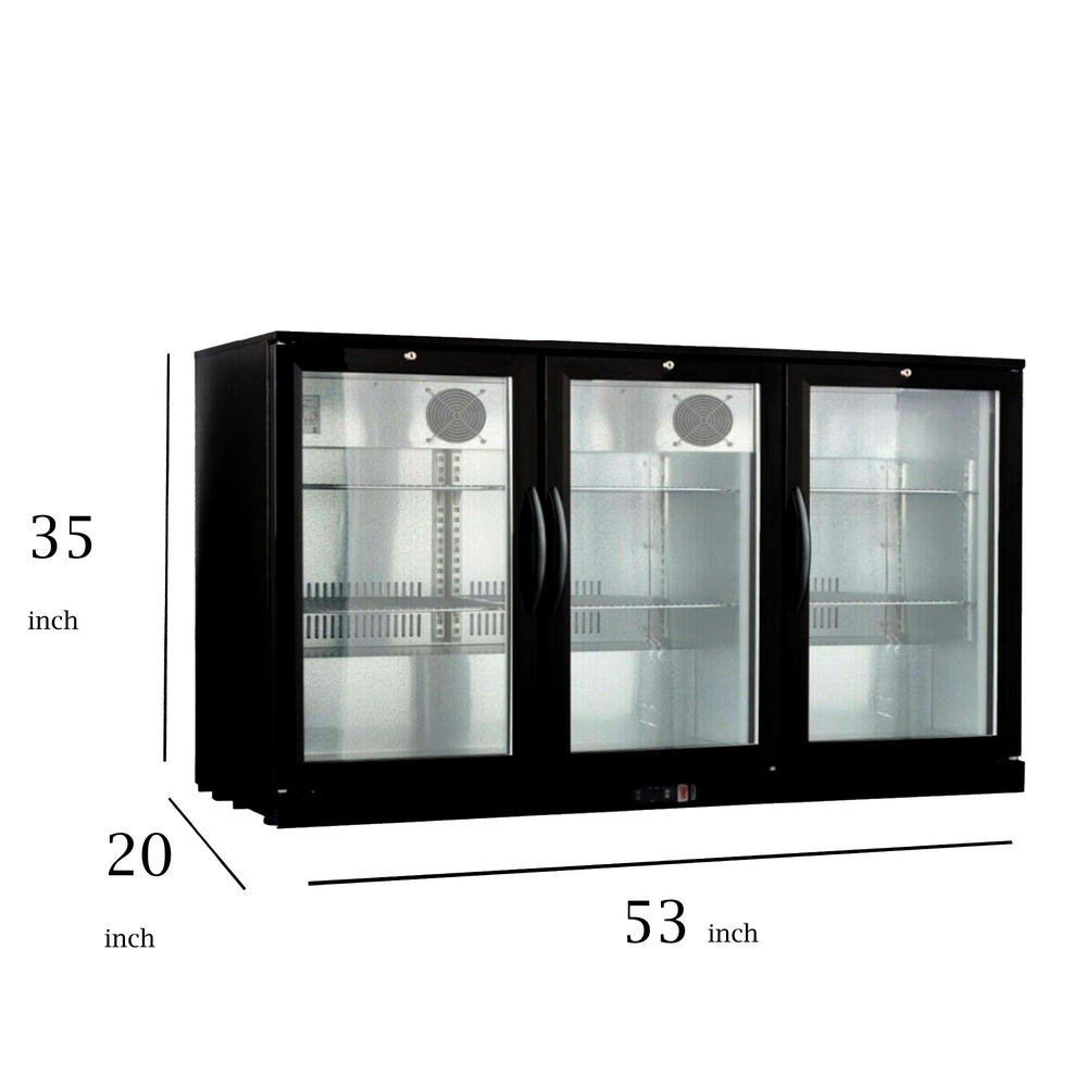 Cooler Depot 11 cu. ft. Glass Door Counter Height Back Bar Refrigerator with LED Interior Light in Black Coated Steel