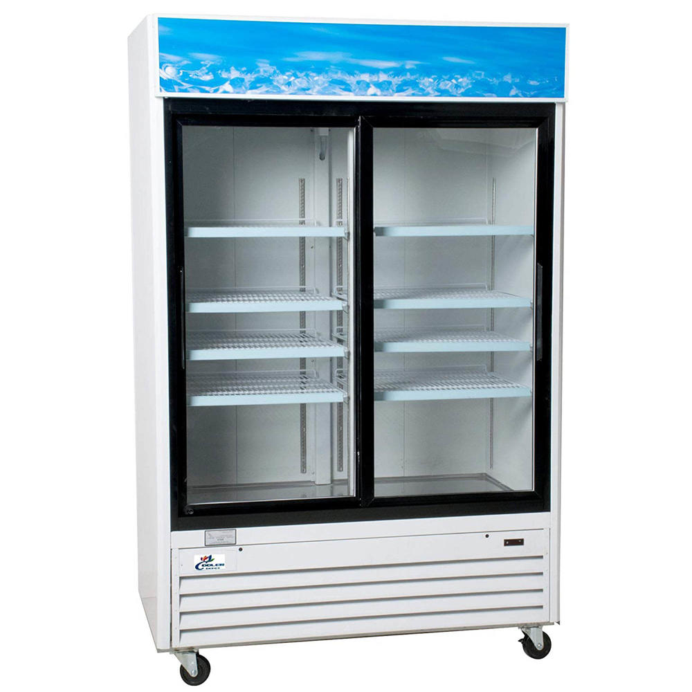 Cooler Depot 53 in. W 45 cu. ft. Two Sliding Glass Door Reach In Merchandiser Commercial Refrigerator in White
