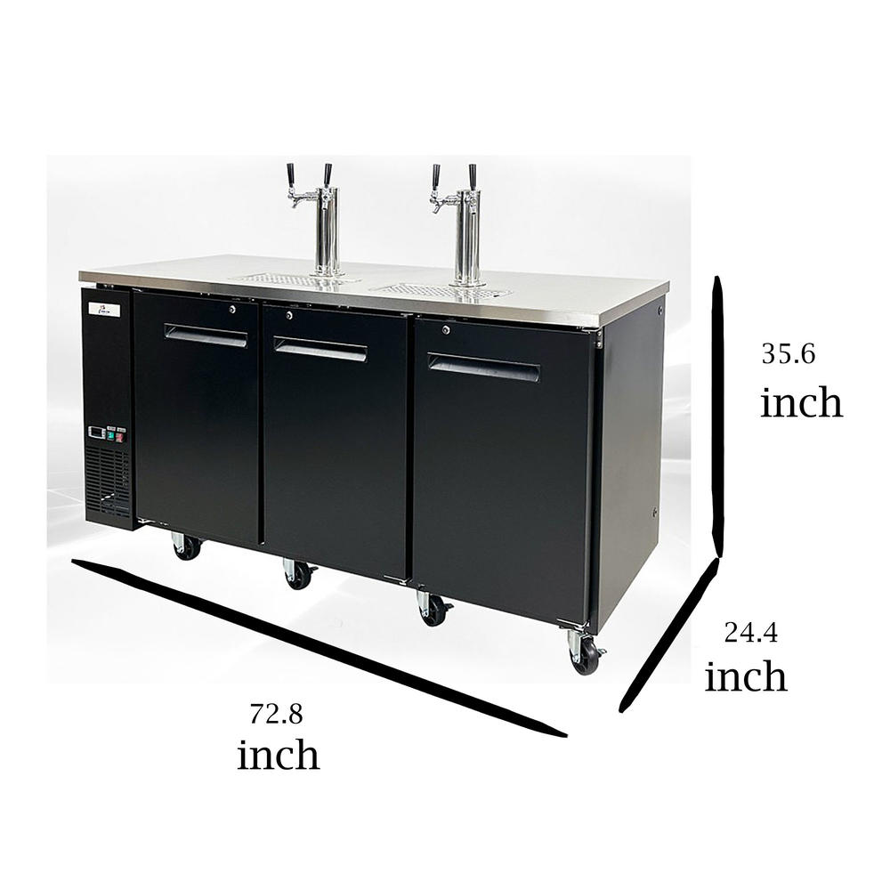 Cooler Depot Four Taps Dual Taps Per Tower Three 1/2 in. Barrel Keg Dispenser Kegerator with Two Towers