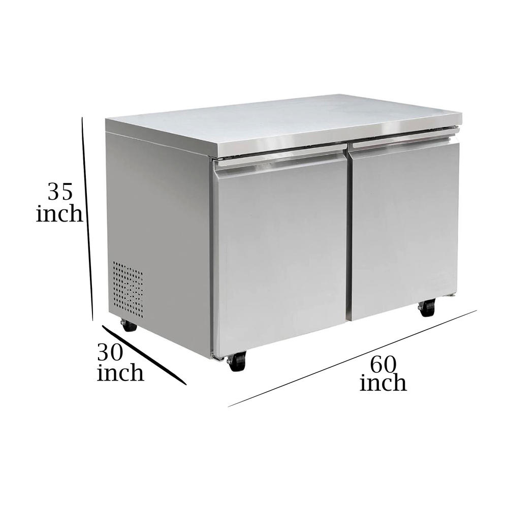 Cooler Depot 60 in. W 15.5 cu. ft Auto/Cycle Defrost Commercial Undercounter Upright Freezer in Stainless