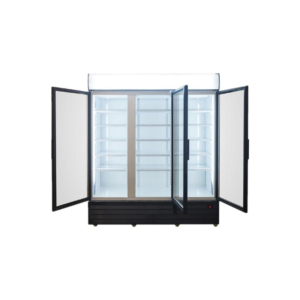Cooler Depot 72 in. W 57 cu. ft. Commercial 3-Glass Swing Door Merchandiser Refrigerator in Black