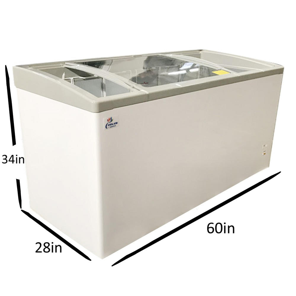 Cooler Depot 16 cu. ft. 60 Inches Chest Glass Door Curved Top Display Ice Cream Freezer